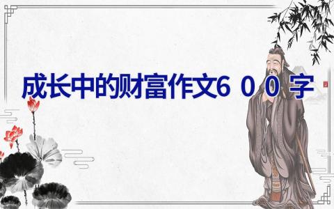 成长中的财富作文600字